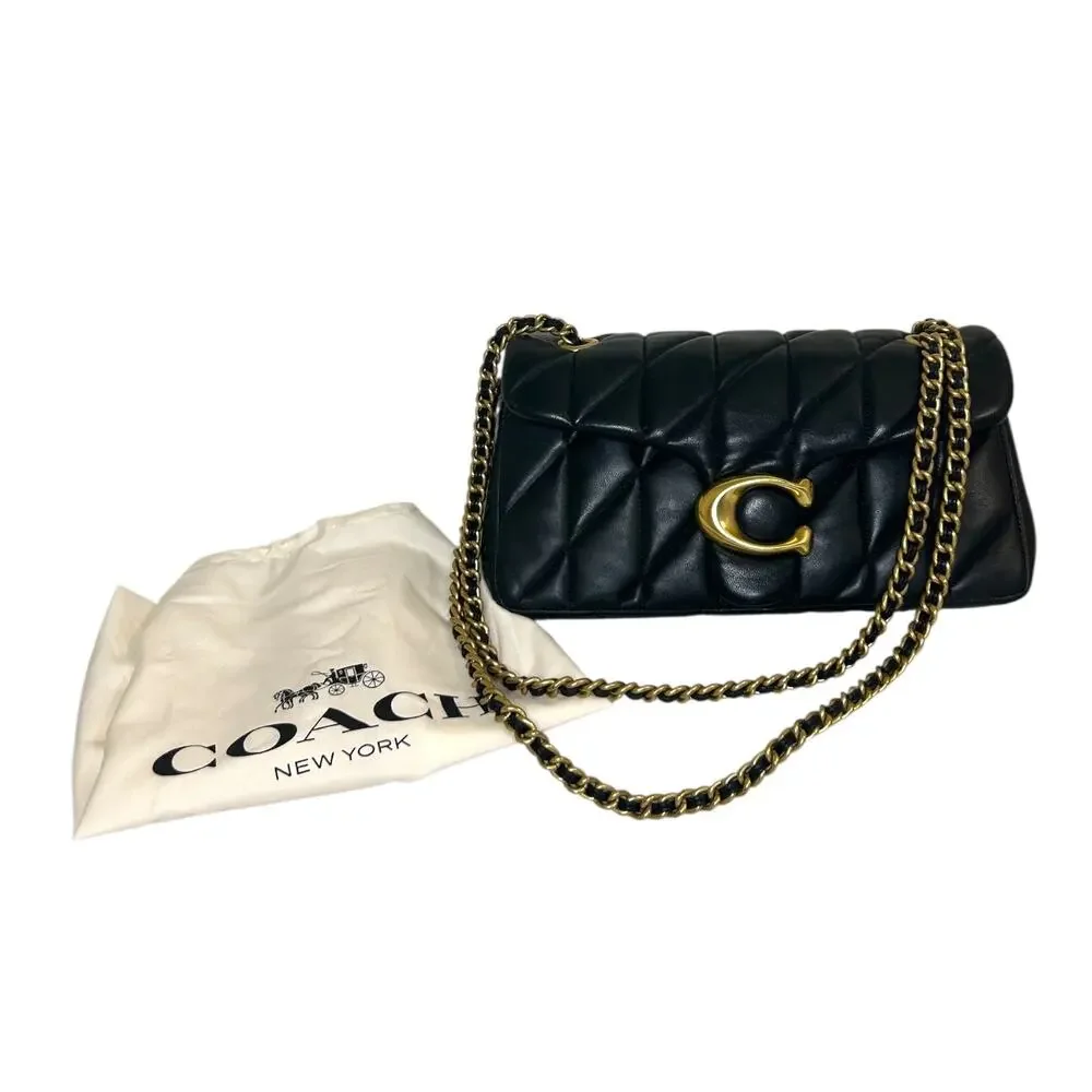 Coach Women's 'The Tabby' 26 Shoulder Bag Pillow Quilt Smooth Leather Black Gold